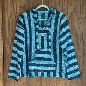 Vintage Mexican textiles Baja pullover hoodie size M